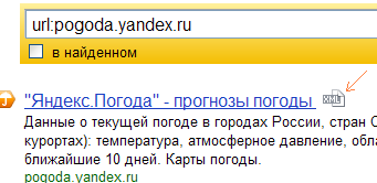 Иконка XML — в выдаче Яндекса